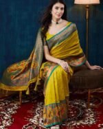 Women Silk Traditional Saree with Zari Border - Image 4