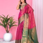 Women Floral Woven Banarasi Saree with Contrast Border