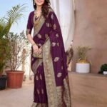 Women Floral Woven Saree with Tassels